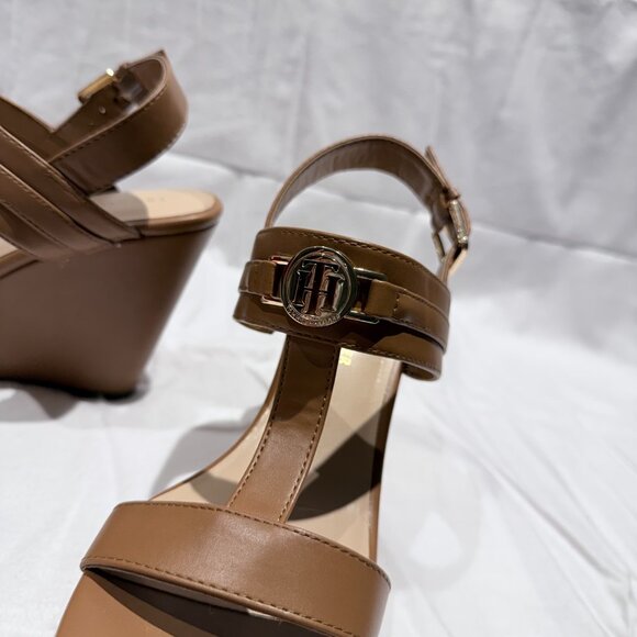 Tommy Hilfiger Mare Wedge Sandals Women’s Size 9.5 – Tan Platform Heels - Picture 4 of 6